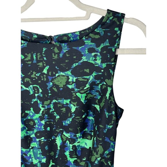 H&M Green Blue Print Sheath Midi Dress XS (2) Sleeveless - Picture 15 of 15